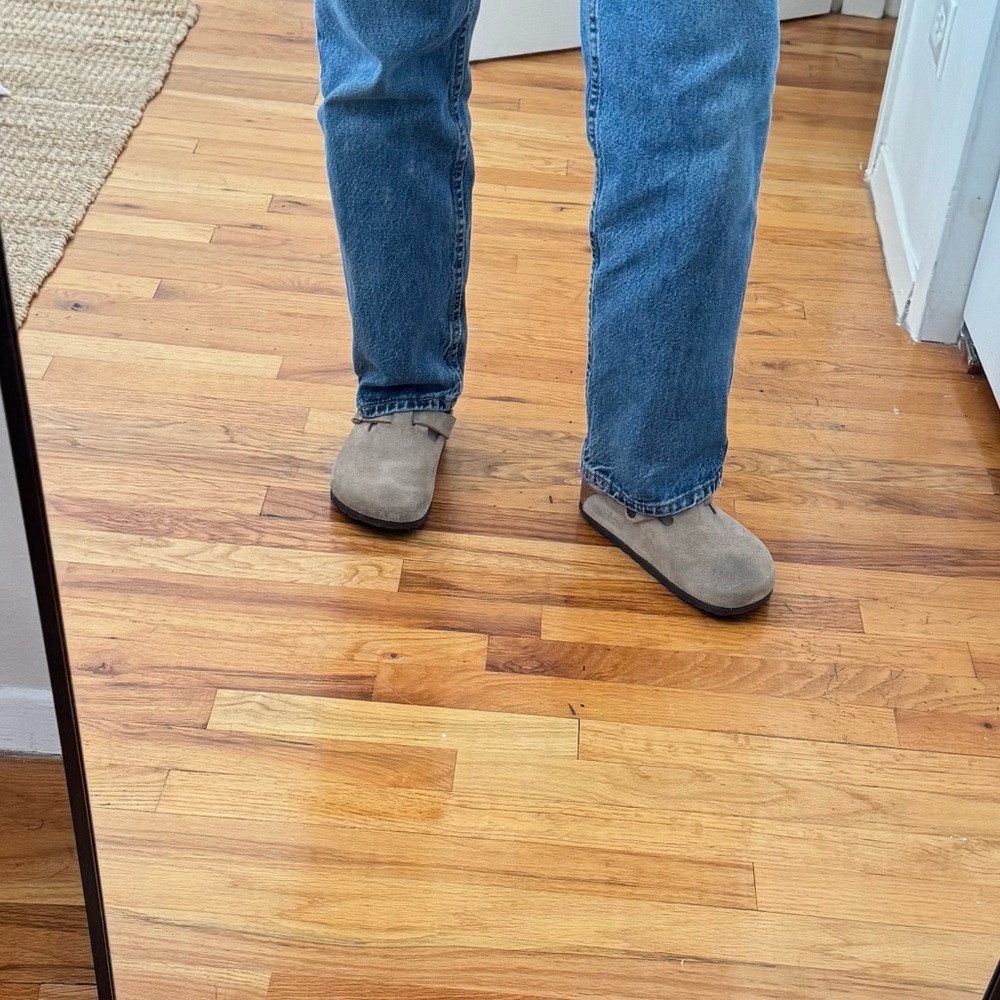 Taupe Suede Birkenstock Boston Clog